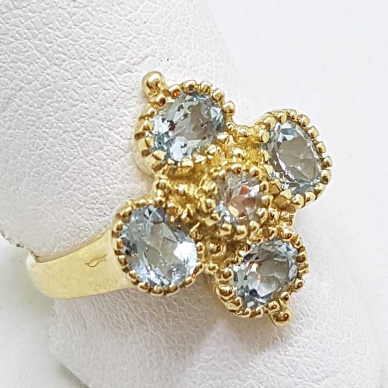 9ct Yellow Gold Topaz Cluster Ring - Shape of a Cross