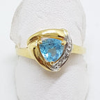9ct Yellow Gold Topaz &amp; Diamond Triangular Ring