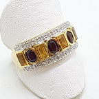 9ct Yellow Gold Garnet, Citrine &amp; Diamond Ring