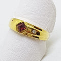 18ct Yellow Gold Garnet &amp; Diamond Band Ring
