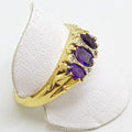 9ct Yellow Gold Amethyst &amp; Diamond Bridge Set Ring