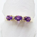 10ct Yellow Gold Amethyst &amp; Diamond Eternity Ring / Bridge Set Ring