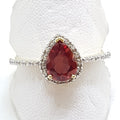9ct Yellow Gold Tibetanite and Diamond Teardrop Shape Ring