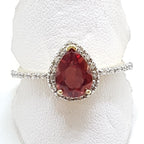 9ct Yellow Gold Tibetanite and Diamond Teardrop Shape Ring