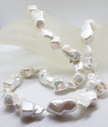 Sterling Silver Long Baroque Pearl Necklace / Chain