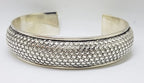 Sterling Silver Snake Skin Patterned Cuff Bangle - Solid