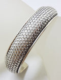 Sterling Silver Snake Skin Patterned Cuff Bangle - Solid