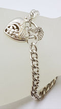 Sterling Silver Curb Link Padlock Clasp Bracelet