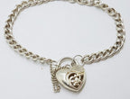 Sterling Silver Curb Link Padlock Clasp Bracelet