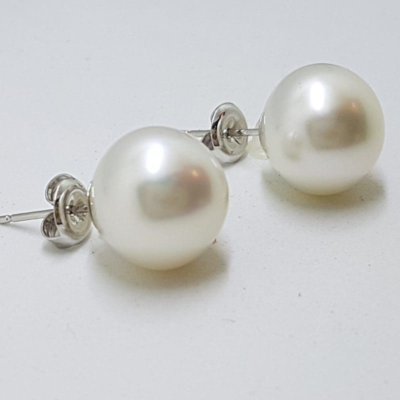 18ct White Gold South Sea Pearl Large Stud Earrings