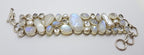 Sterling Silver Large / Wide Moonstone, Pearl, Clear Crystal Quartz Chunky Cluster Bracelet