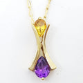 9ct Yellow Gold Amethyst &amp; Citrine Pendant on Gold Chain