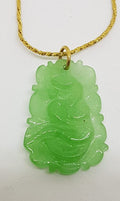9ct Yellow Gold Jade Carved Snake Pendant on Gold Chain