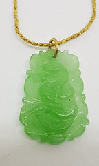 9ct Yellow Gold Jade Carved Snake Pendant on Gold Chain