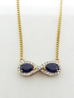 9ct Yellow Gold Sapphire & Diamond Infinity Necklace