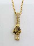 9ct Yellow Gold Smokey Quartz &amp; Diamond Pendant on Gold Chain