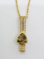 9ct Yellow Gold Smokey Quartz &amp; Diamond Pendant on Gold Chain