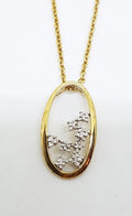 9ct Yellow Gold Diamond Oval Open Cluster Pendant on Gold Chain