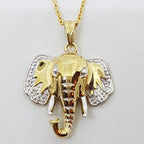 9ct Yellow Gold Diamond Elephant Head Pendant on Gold Chain