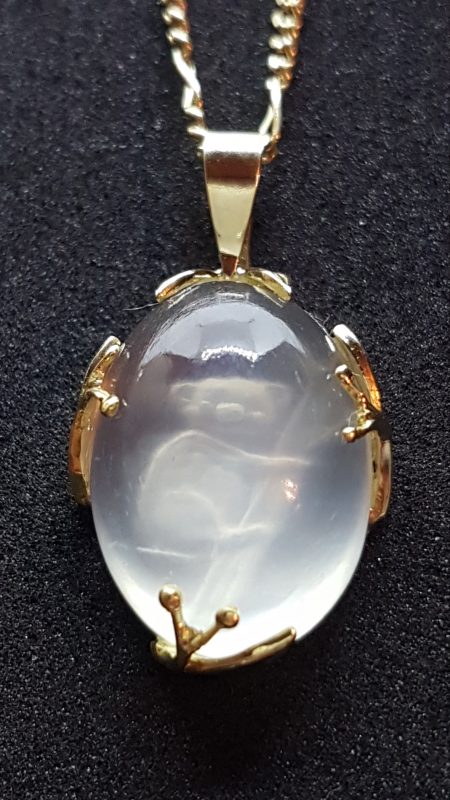 Unique 18ct Yellow Gold Carved Australian Koala in Moonstone Handmade Pendant on Gold Chain