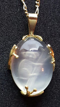 Unique 18ct Yellow Gold Carved Australian Koala in Moonstone Handmade Pendant on Gold Chain