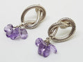 Sterling Silver Amethyst Twist Chunky Earrings