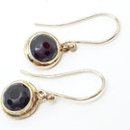 Sterling Silver Garnet Unusual Cut Ball Drop Earrings