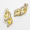 Sterling Silver Citrine Stud Leaf Earrings