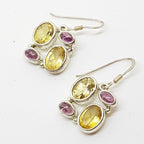 Sterling Silver Citrine and Tourmaline Drop Earrings