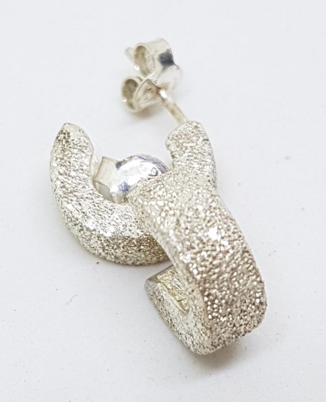 Sterling Silver Stardust Pattern Hoop Earrings