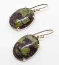 Sterling Silver Large Oval Dragon Blood Jasper Drop Earrings