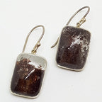 Sterling Silver Large Rectangular Phantom Quartz Drop Earrings