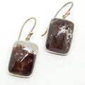 Sterling Silver Large Rectangular Phantom Quartz Drop Earrings