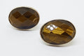 Sterling Silver Oval Faceted Tiger Eye Stud Earrings