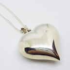 Sterling Silver Large Hollow Heart Pendant on Sterling Silver Chain