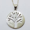 Sterling Silver Tree of Life Large Round Heavy Pendant on Sterling Silver Chain