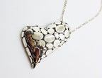 Sterling Silver Large Patterned Heart Pendant on Sterling Silver Chain