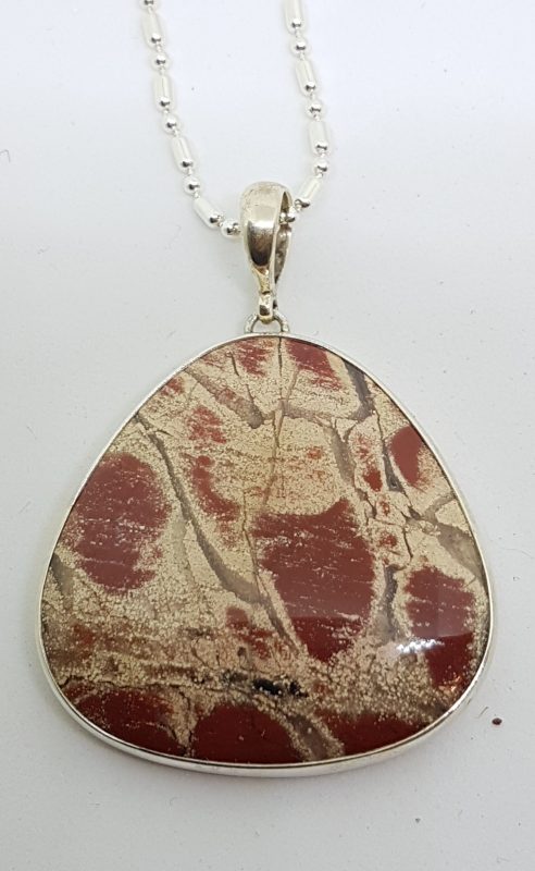 Sterling Silver Large Teardrop Shape Gemstone Pendant on Sterling Silver Chain