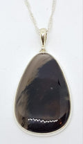 Sterling Silver Large Teardrop Shape Agate Pendant on Sterling Silver Chain