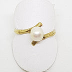 9ct Yellow Gold Mikimoto Pearl Ring - Vintage