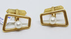 14ct Yellow Gold Mikimoto Pearl Large Cufflinks - Vintage / Antique