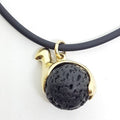 9ct Yellow Gold Swedish Designer Lava Ball Pendant on Neoprene Necklace