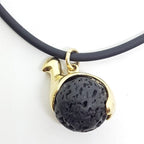 9ct Yellow Gold Swedish Designer Lava Ball Pendant on Neoprene Necklace