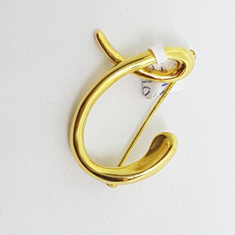 18ct Yellow Gold Vintage Tiffany Letter C Brooch