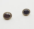 Sterling Silver Oval Stud Earrings - Sapphire