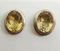 Sterling Silver Oval Stud Earrings - Citrine