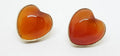 Sterling Silver Stud Earrings - Large Carnelian Heart