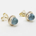 Sterling Silver Round Stud Earrings - Topaz