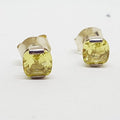 Sterling Silver Square Stud Earrings - Lemon Citrine