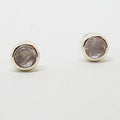 Sterling Silver Round Faceted Rose Quartz Stud Earrings